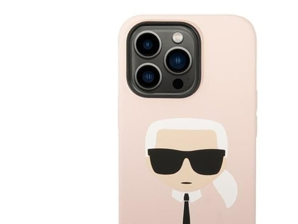 Karl Lagerfeld Silikoni ikoninen Karl`s Head MagSafe - iPhone 14 Pro Case (vaaleanpunainen)