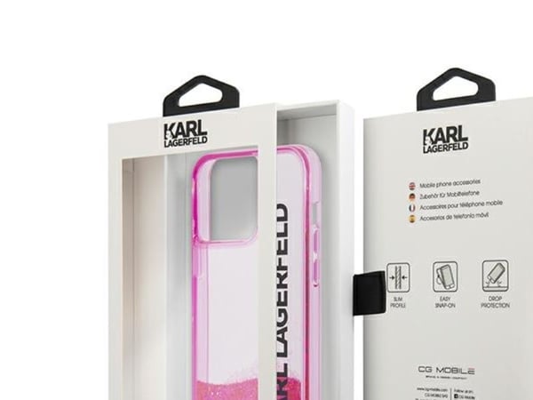 Apple iPhone 14 Pro Max Karl Lagerfeld skal Liquid Glitter Elong (KLHCP14XLCKVF) rosa