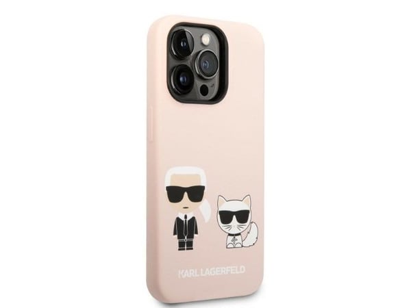 Karl Lagerfeld KLHMP14LSSKCI iPhone 14 Pro 6,1" hårt skal light pink silikon Karl & Choup