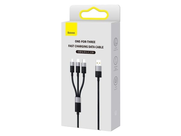 Baseus SUP0002696, 1,2 m, USB A, USB C/Micro USB-A/Lightning, USB 3.2 Gen 1 (3.1 Gen 1), musta