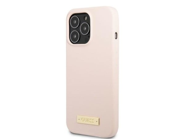 Guess GUHMP13XSPLP iPhone 13 Pro Max 6,7" hardt etui rosa Silicone Logo Plate MagSafe