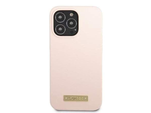 Guess GUHMP13XSPLP iPhone 13 Pro Max 6,7" hardt etui rosa Silicone Logo Plate MagSafe