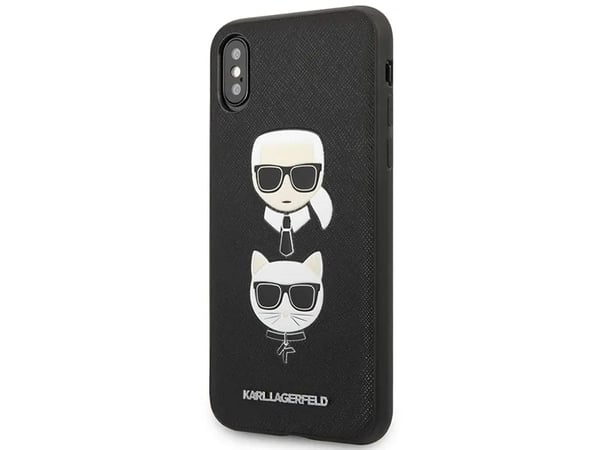 Karl Lagerfeld Saffiano Karl & Choupette Heads - iPhone Xs Max-deksel (svart)