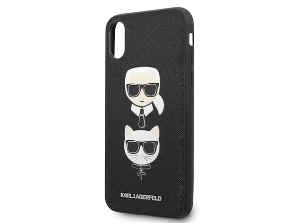 Karl Lagerfeld Saffiano Karl & Choupette Heads - iPhone Xs Max-deksel (svart)