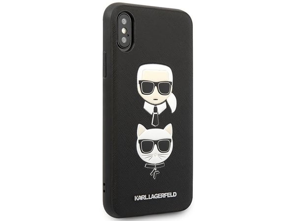 Karl Lagerfeld Saffiano Karl & Choupette Heads - iPhone Xs Max-deksel (svart)