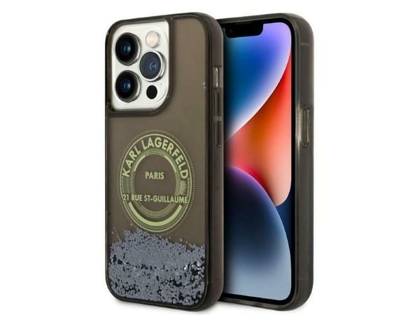 Apple iPhone 14 Pro Karl Lagerfeld skal Liquid Glitter RSG (KLHCP14LLCRSGRK) svart