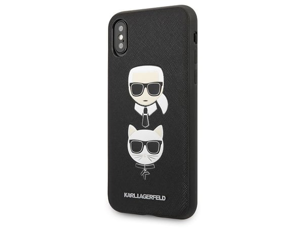 Karl Lagerfeld Saffiano Karl & Choupette Heads - iPhone Xs / X Case (musta)