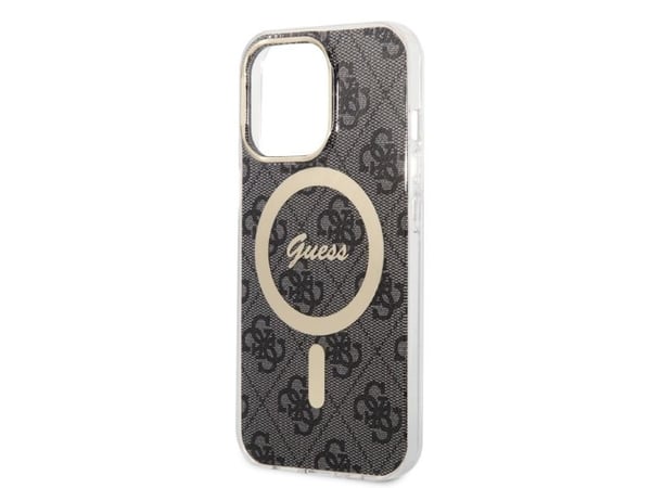 Guess Bundle Pack MagSafe 4G - kotelo + laturi MagSafe iPhone 13 Pro (musta/kulta)