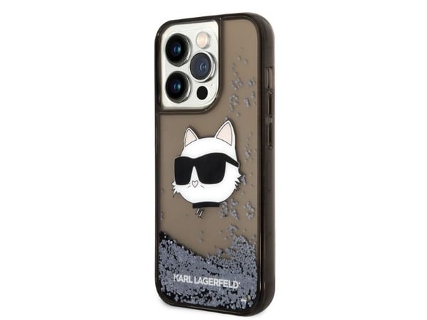 Karl Lagerfeld Liquid Glitter NFT Choupette Head - Deksel iPhone 14 Pro (czarny)