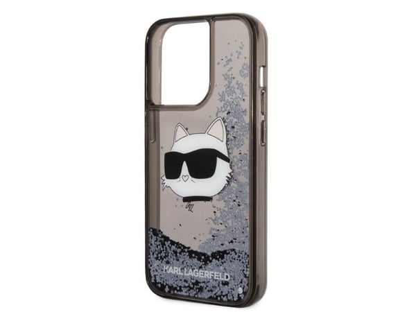 Karl Lagerfeld skal till iPhone 14 Pro 6,1 KLHCP14LLNCHCK svart hårt skal - Liquid Glitter NFT Choupette Head