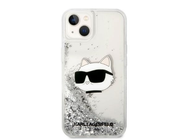 Karl Lagerfeld KLHCP14MLNCHCS hardt etui Glitter Choupette til Apple iPhone 14 Plus / 15 Plus 6,7" sølv