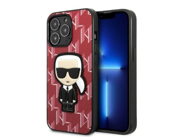 Karl Lagerfeld KLHCP13LPMNIKPI iPhone 13 Pro / 13 6.1" kova kotelo Punainen / punainen Monogrammi kuvakkeet Patch