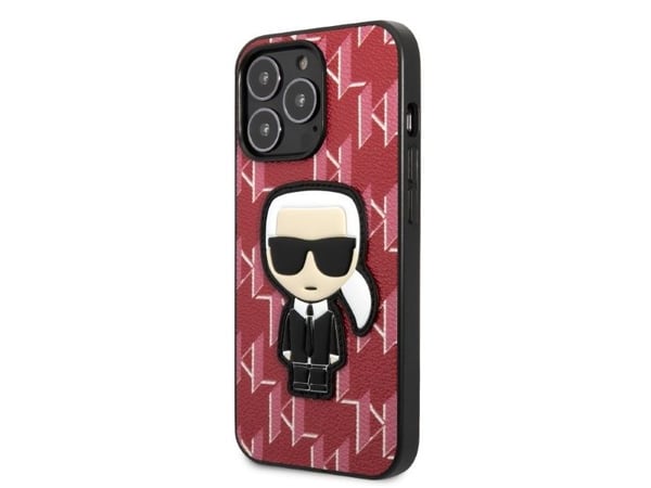 Karl Lagerfeld KLHCP13LPMNIKPI iPhone 13 Pro / 13 6.1" kova kotelo Punainen / punainen Monogrammi kuvakkeet Patch