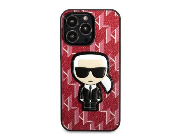 Karl Lagerfeld KLHCP13LPMNIKPI iPhone 13 Pro / 13 6.1" kova kotelo Punainen / punainen Monogrammi kuvakkeet Patch