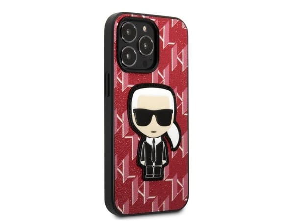 Karl Lagerfeld KLHCP13LPMNIKPI iPhone 13 Pro / 13 6.1" kova kotelo Punainen / punainen Monogrammi kuvakkeet Patch