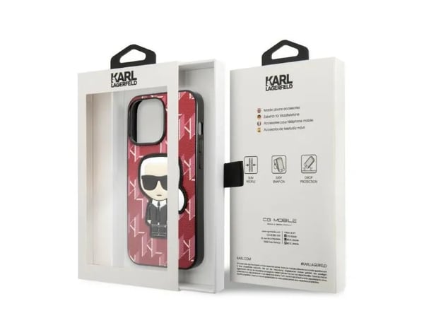 Karl Lagerfeld KLHCP13LPMNIKPI hardt deksel til Apple iPhone 13 Pro / 13 (6,1") rød monogram Ikonik Patch