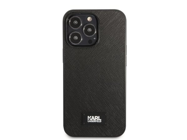 Karl Lagerfeld KLHCP13LSFMP2K hårt skal för Apple iPhone 13 Pro/13 6,1", svart, Saffiano Plaque