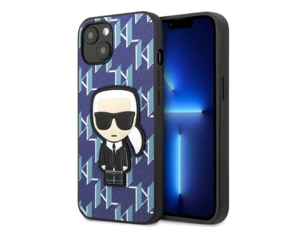 Karl Lagerfeld KLHCP13SPMNIKBL hårt mobilskal för iPhone 13 mini 5,4" - blå monogram Ikonik Patch