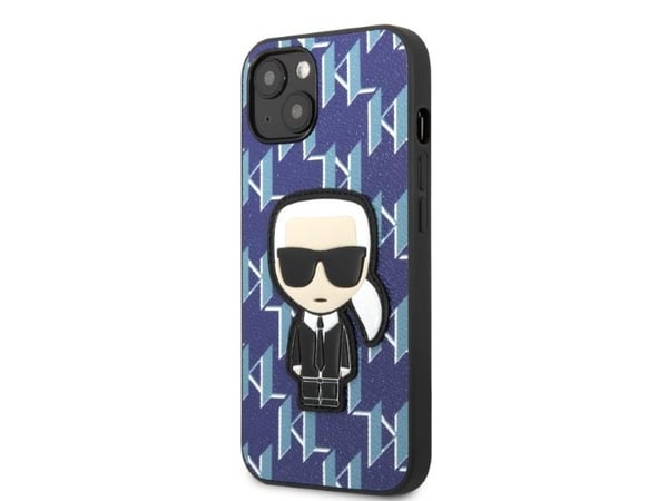 Karl Lagerfeld KLHCP13SPMNIKBL hårt mobilskal för iPhone 13 mini 5,4" - blå monogram Ikonik Patch