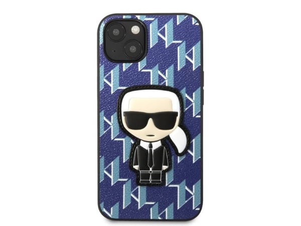 Karl Lagerfeld KLHCP13SPMNIKBL hårt mobilskal för iPhone 13 mini 5,4" - blå monogram Ikonik Patch