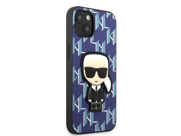 Karl Lagerfeld KLHCP13SPMNIKBL hårt mobilskal för iPhone 13 mini 5,4" - blå monogram Ikonik Patch
