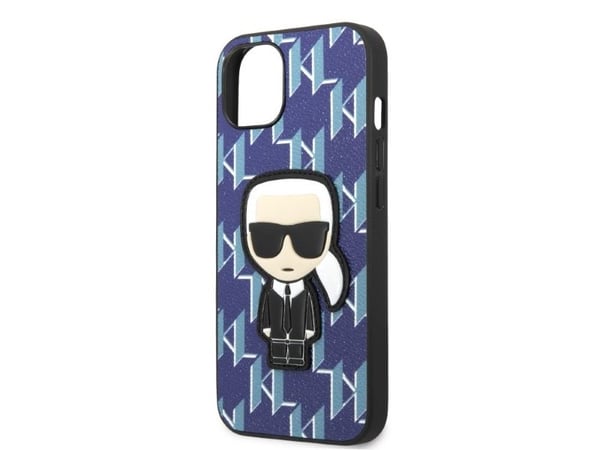 Karl Lagerfeld KLHCP13SPMNIKBL hårt mobilskal för iPhone 13 mini 5,4" - blå monogram Ikonik Patch