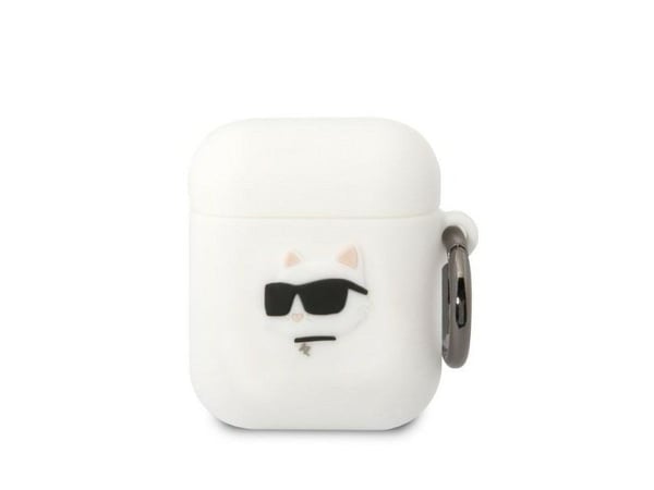 Karl Lagerfeld KLA2RUNCHH AirPods 1/2 skydd biały/vit Silikon Choupette Head 3D