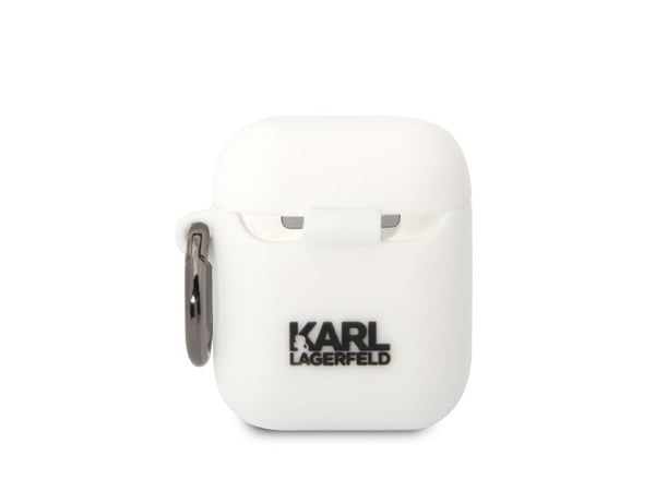 Karl Lagerfeld KLA2RUNCHH AirPods 1/2 skydd biały/vit Silikon Choupette Head 3D
