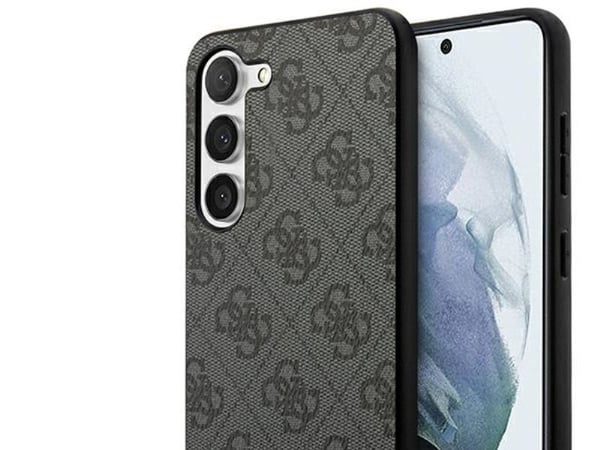 Guess GUHCS23SG4GFGR S23 S911 grå/grå hardcase 4G Metal Gold Logo