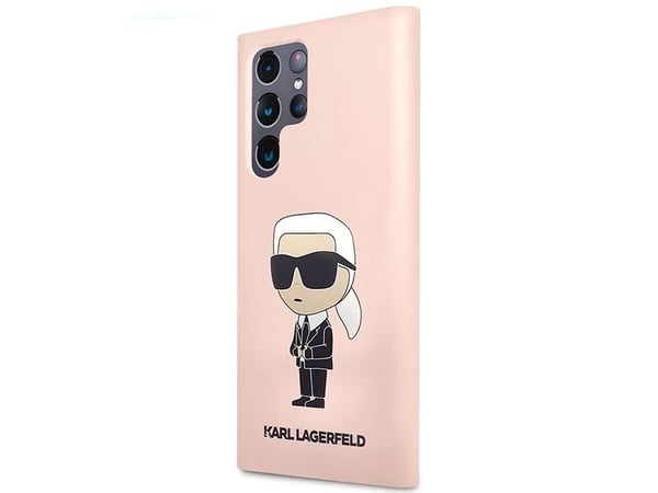Karl Lagerfeld KLHCS23LSNIKBCP hardt deksel til Samsung Galaxy S23 Ultra S918 - rosa silikon Ikonik