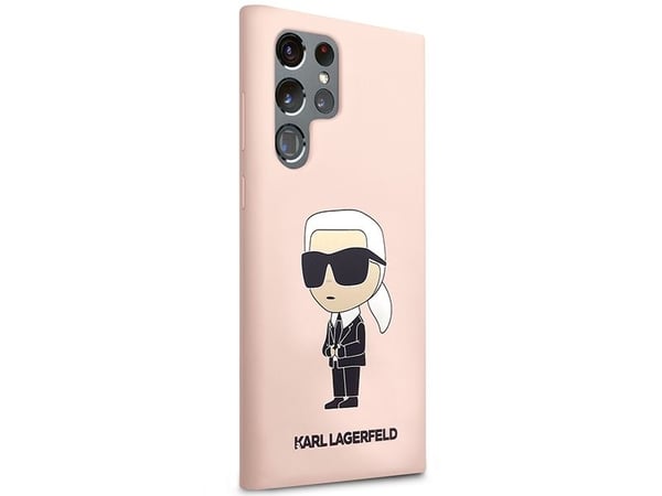 Karl Lagerfeld KLHCS23LSNIKBCP hardt deksel til Samsung Galaxy S23 Ultra S918 - rosa silikon Ikonik