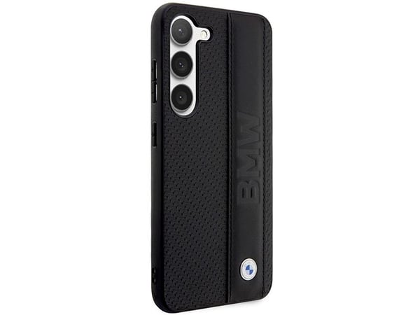 Original BMW BMHCS23M22RDPK frontpanelveske for SAMSUNG S23 Plus (teksturert og stor logostripe/svart)