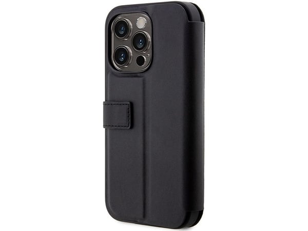 Veske BMW BMBKP14L22RVSK iPhone 14 Pro 6.1" svart/svart bokhylle Lærforsegling blå linjer