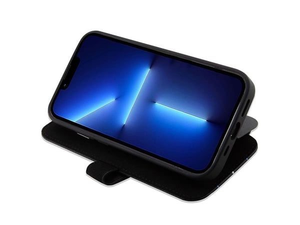 Veske BMW BMBKP14L22RVSK iPhone 14 Pro 6.1" svart/svart bokhylle Lærforsegling blå linjer