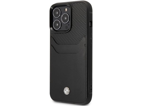 Veske BMW BMHCP14X22RSEPK iPhone 14 Pro Max 6,7" svart/svart skinnkortspor