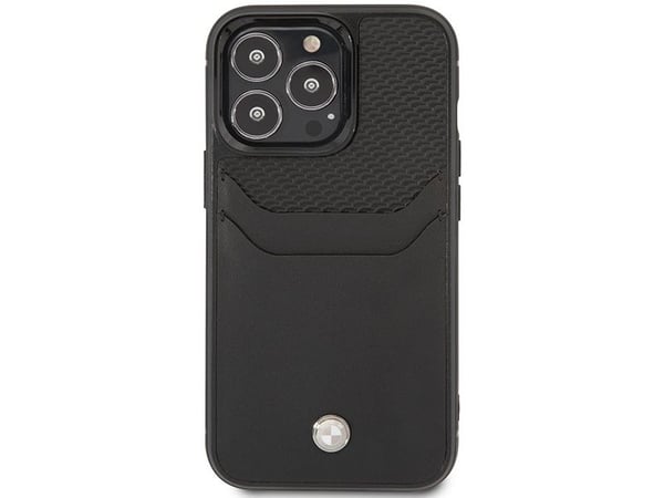 Veske BMW BMHCP14X22RSEPK iPhone 14 Pro Max 6,7" svart/svart skinnkortspor