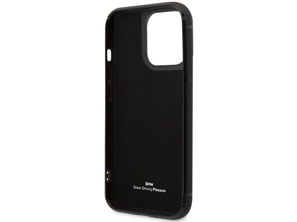 Kotelo BMW BMHCP14X22RSEPK iPhone 14 Pro Max 6,7" musta/musta nahkainen korttipaikka