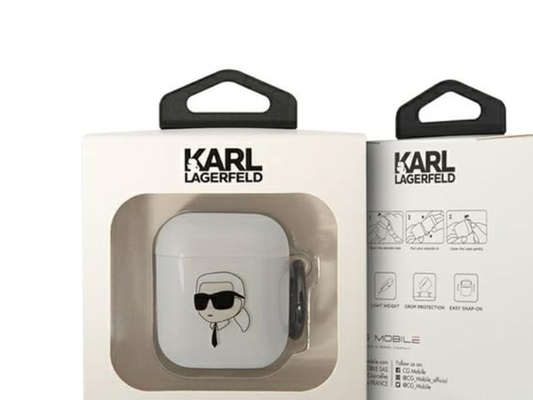 Karl Lagerfeld KLA2HNIKTCT AirPods 1/2 suojus läpinäkyvä Karl`s Head