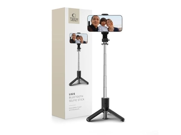 Tech-Protect stativ til selfie L02S Wireless Selfie Stick Tripod Black