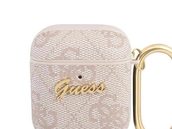 Guess Guess Suojakotelo GUA24GSMP 4G Script Metal Collection DO AirPods 1/2 vaaleanpunainen