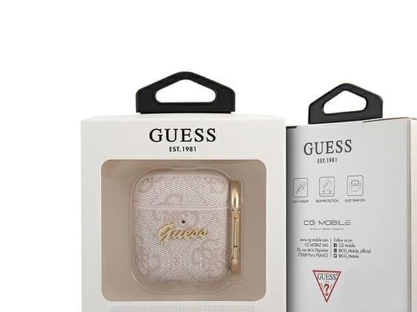 Guess Guess Suojakotelo GUA24GSMP 4G Script Metal Collection DO AirPods 1/2 vaaleanpunainen