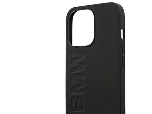iPhone 14 Pro BMW läder stamp case - svart