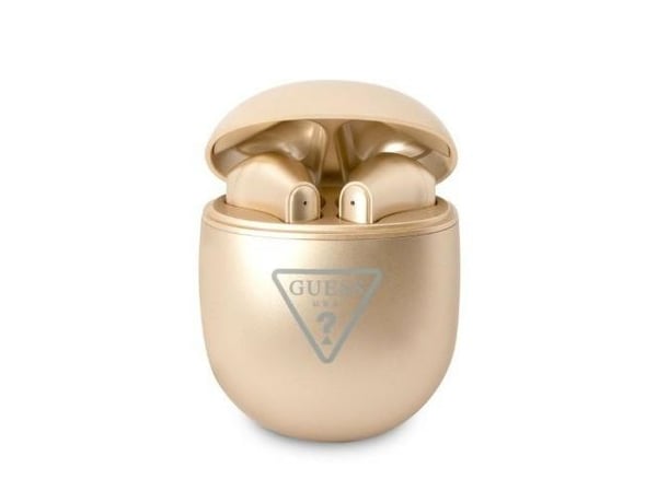 Guess Bluetooth-ørepropper GUTWST82TRD TWS + ladestasjon gull/auksinis, Triangle-logo