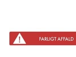 Piktogram, farligt affald, 3 x 16 cm, rød
