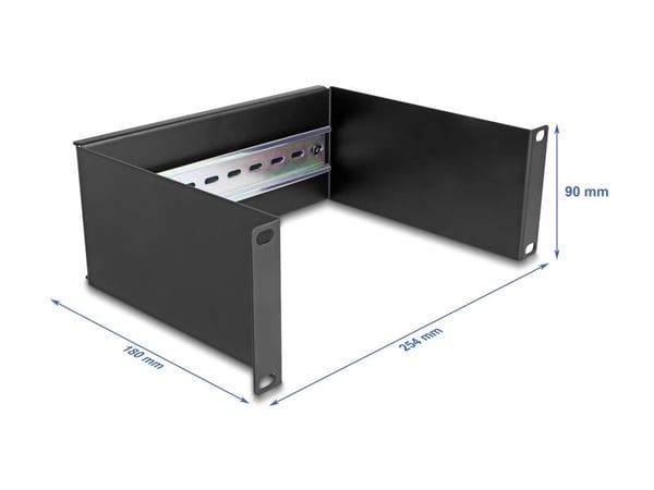 Delock - DIN-skinnepanel - rackmonterbar - svart - 2U - 10"