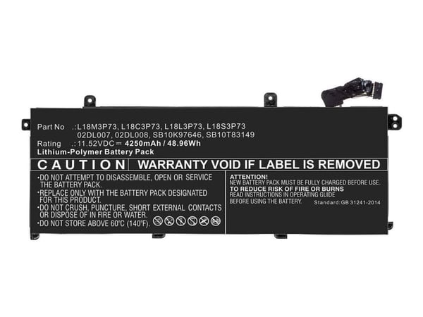 CoreParts - Batteri til bærbar PC (tilsvarer: Lenovo 02DL007, Lenovo 02DL008, Lenovo 02DL009, Lenovo 02DL010, Lenovo 5B10W13877, Lenovo 5B10W13905,...