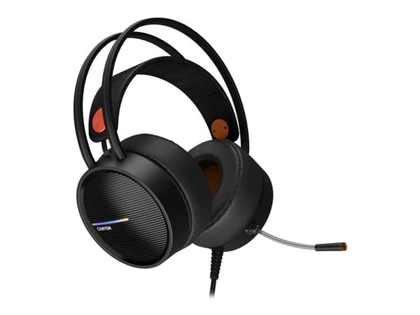 Canyon Interceptor GH-8A - Hodetelefoner med mikrofon - full størrelse - kablet - 3,5 mm jakk - svart