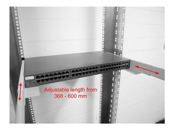 Delock - Rack-brakett - adjustable length 368-600 mm - side - grå - 1U - 19" (en pakke 2)