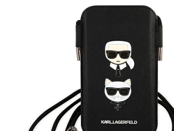 Karl Lagerfeld mobilveske KLHCP12LOPHKCK 6,7" svart hardt etui Saffiano Ikonik Karl&Choupette Head