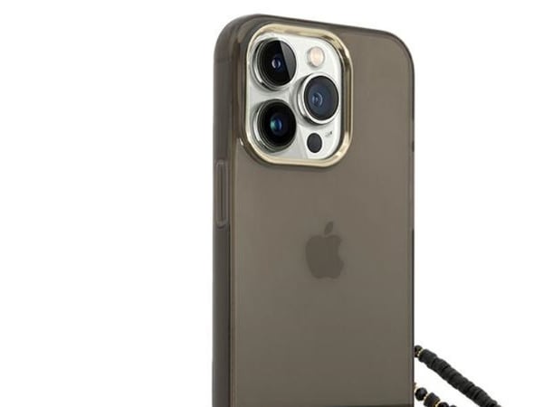 Alkuperäinen GUESS GUHCP14XHGGCOHK Etupaneeli Kotelo iPhone 14 PRO MAX (IML Electro Cam w. Strap läpikuultava / Musta)